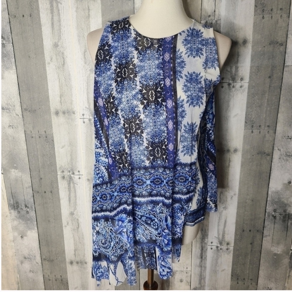 Jean Paul Gaultier FUZZI Chic Blue Patterned Women's Blouse